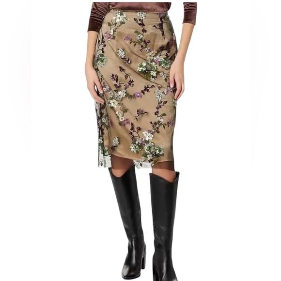 *NWOT Vince Begonia Embroidered Flowered Sequin Skirt – Sz 4 - Picture 2 of 11